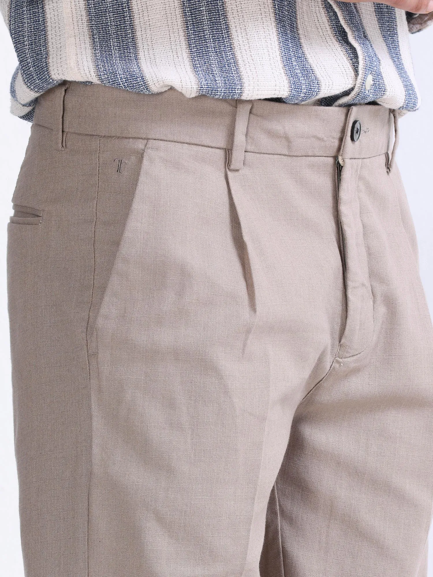 Raw Slub Dust Pleated Pant