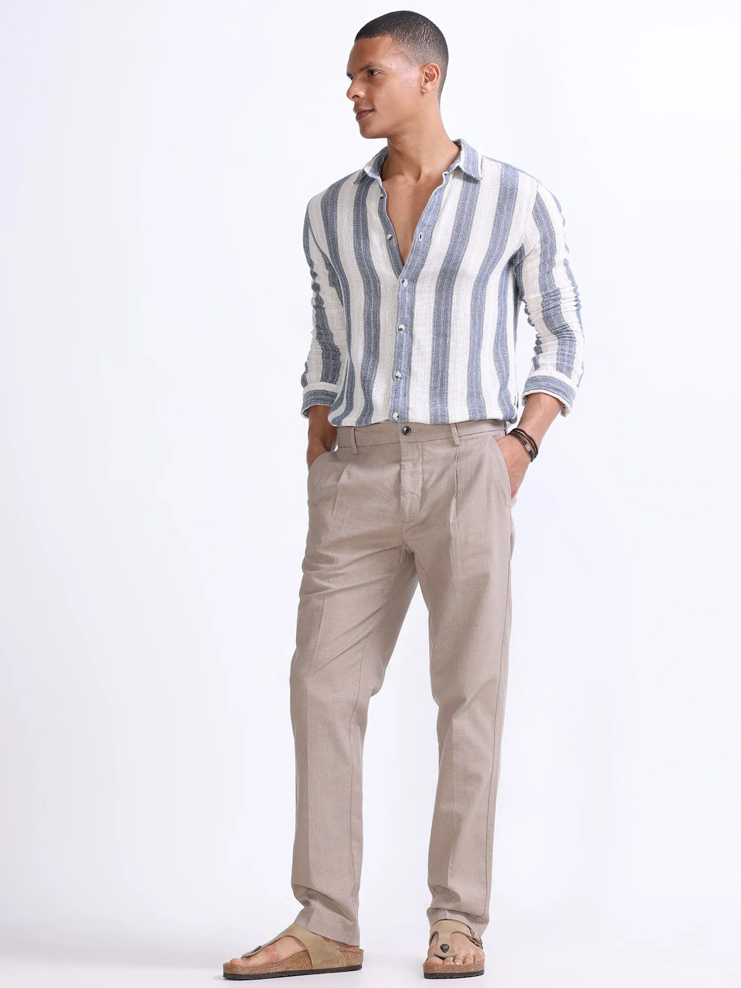 Raw Slub Dust Pleated Pant