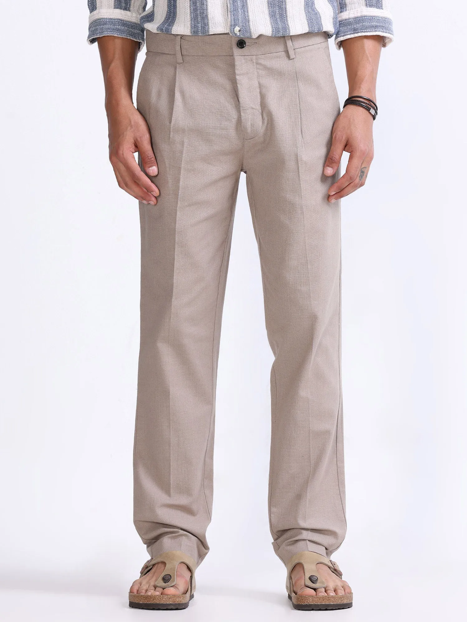 Raw Slub Dust Pleated Pant