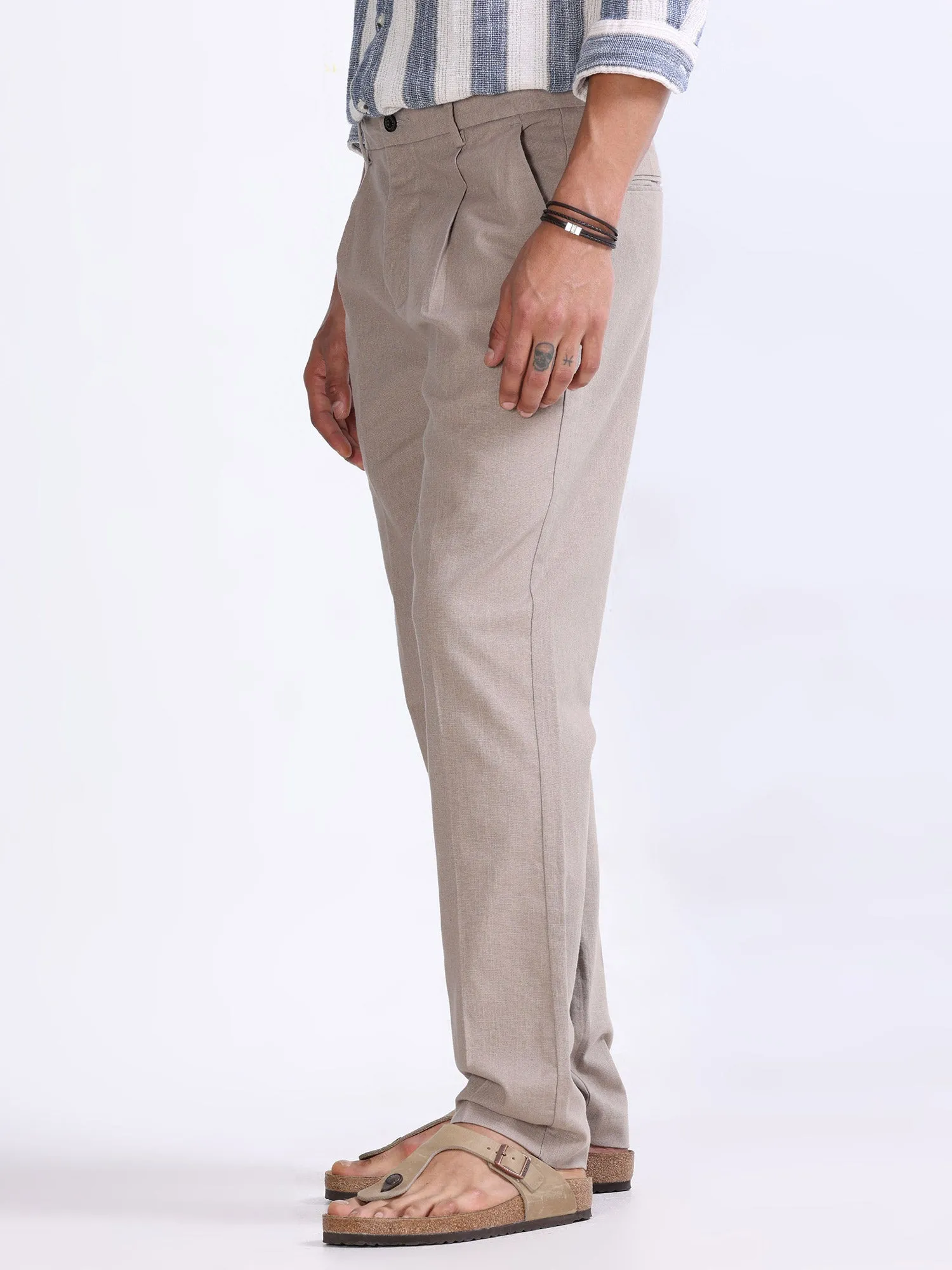 Raw Slub Dust Pleated Pant