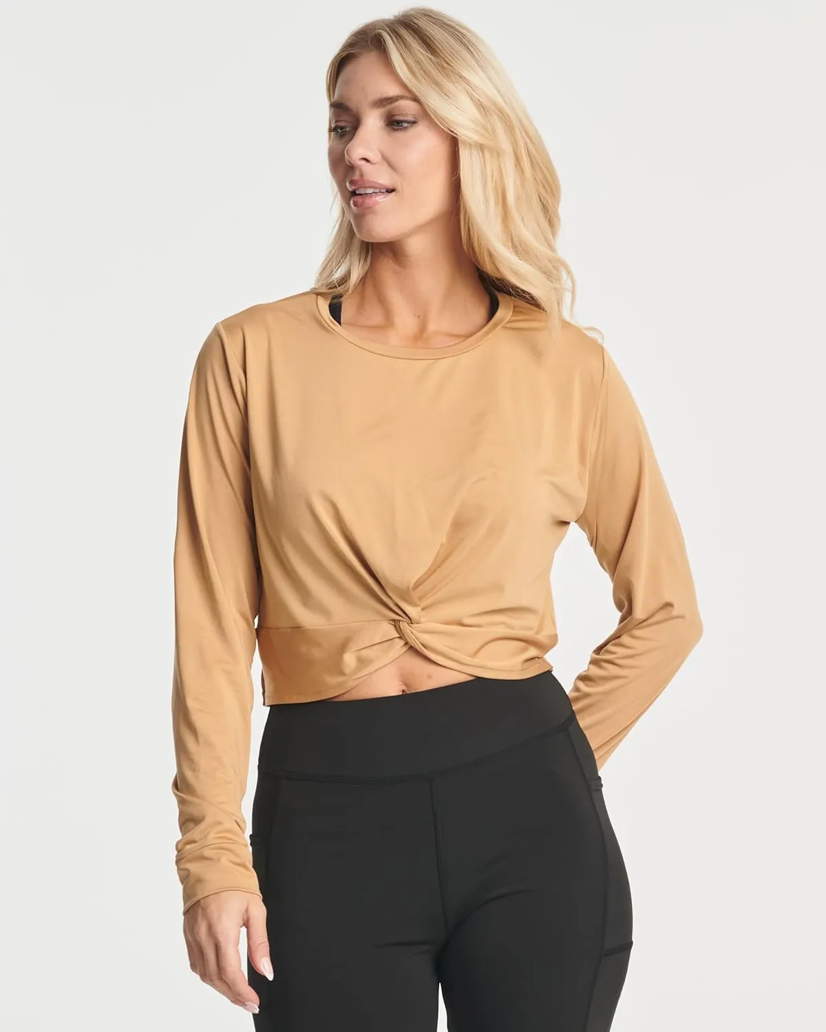 Real Essentials 4 Pack: Women's Dry-Fit Long-Sleeve Twist Front T-Shirt - Athletic Workout Yoga Tops (Available in Plus Size)