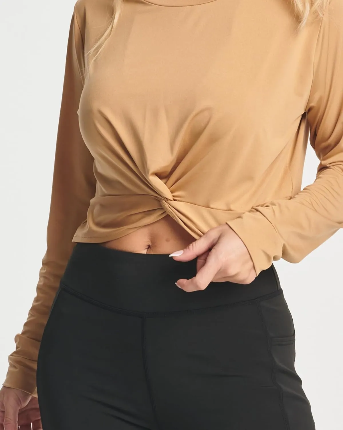 Real Essentials 4 Pack: Women's Dry-Fit Long-Sleeve Twist Front T-Shirt - Athletic Workout Yoga Tops (Available in Plus Size)