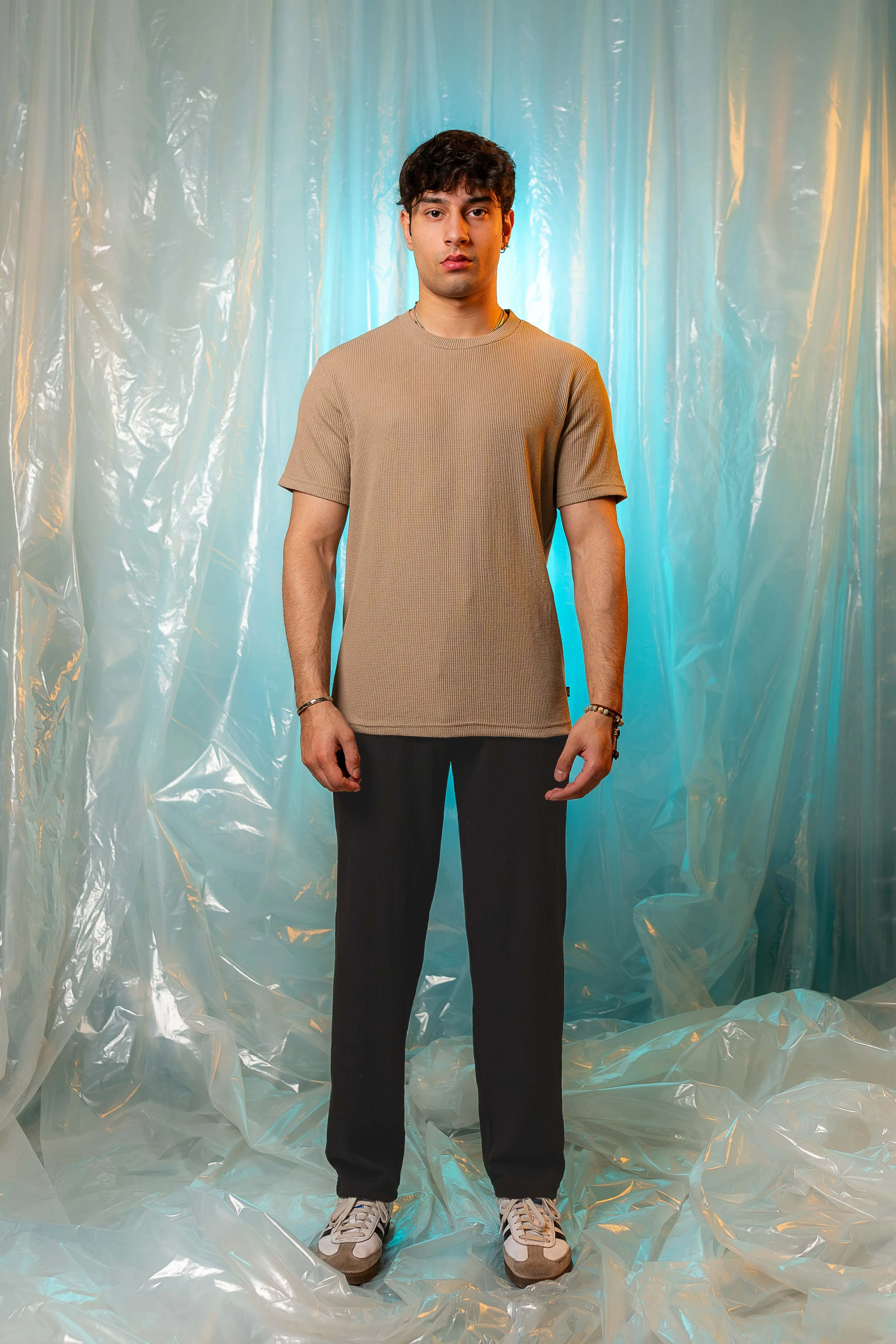 Relaxed Fit Textured Trouser in Black