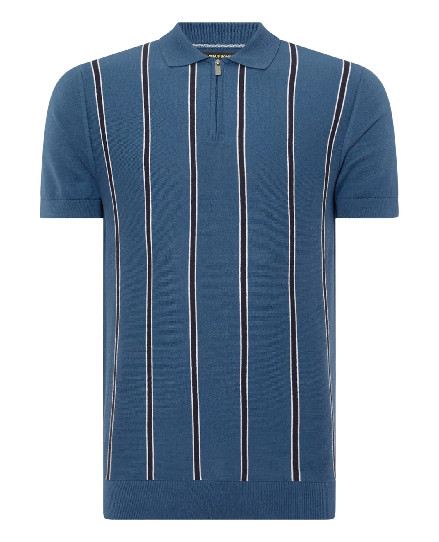 REMUS UOMO Striped Knitted Polo Shirt/Blue - New SS21