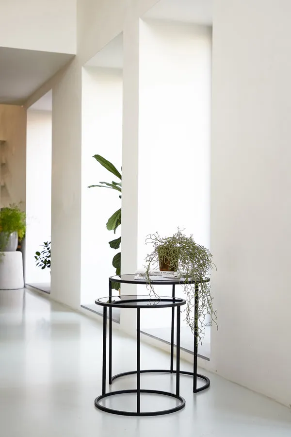 Set of Two Matt Black Side Tables