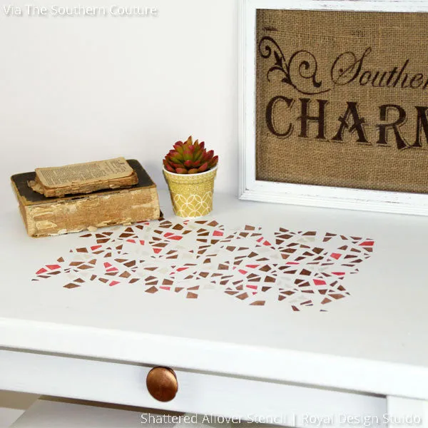 Shattered Allover Furniture Stencil
