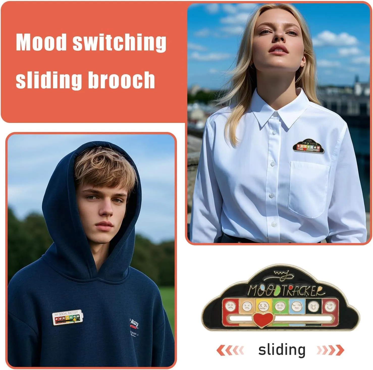 Social Battery Pin, My Social Battery Pin | Interchangeable Mood Emoji Enamel Badges for Backpacks, Jackets, Hats