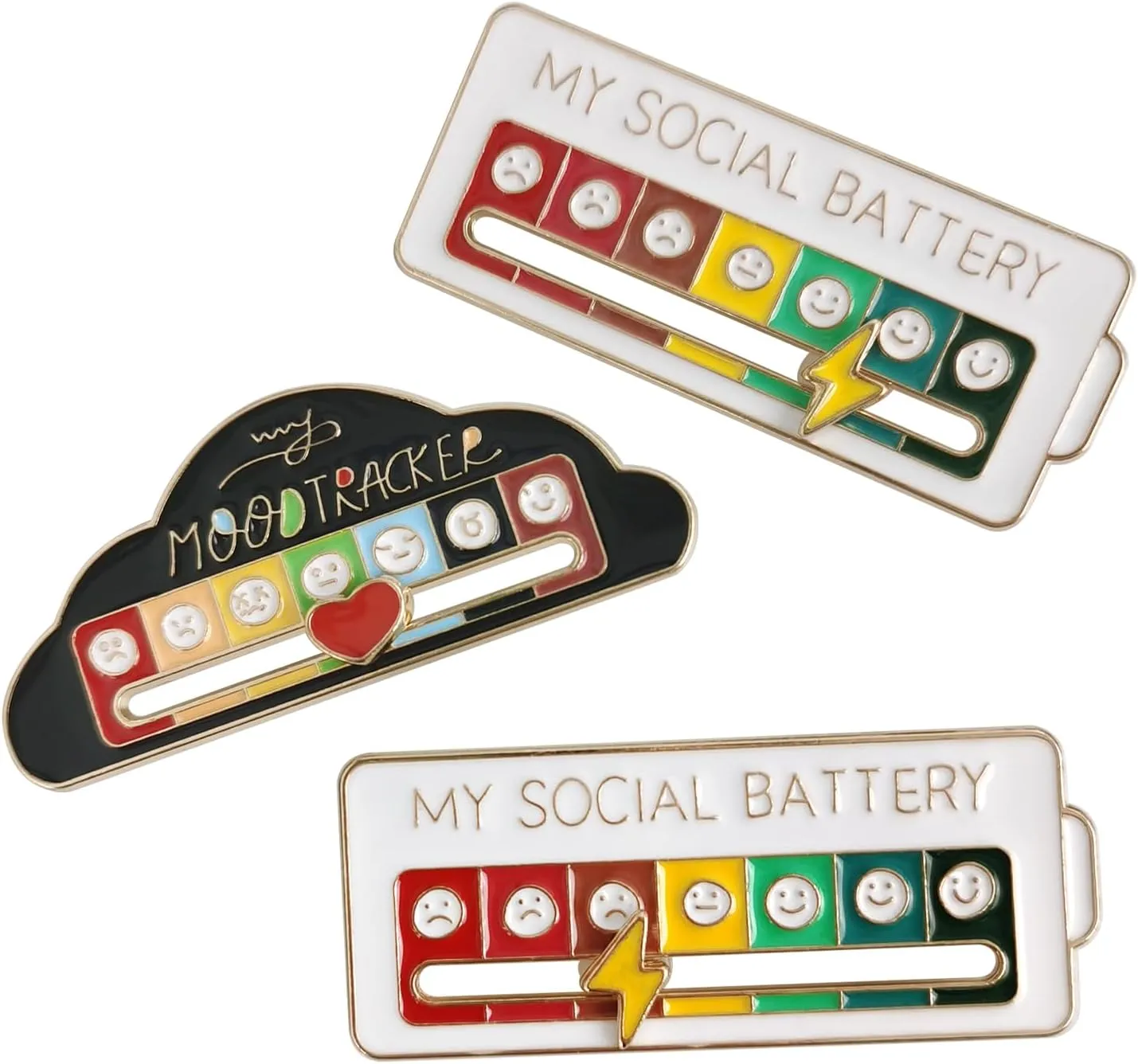 Social Battery Pin, My Social Battery Pin | Interchangeable Mood Emoji Enamel Badges for Backpacks, Jackets, Hats