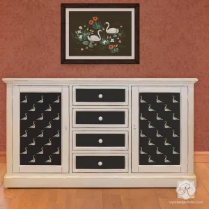 Swan Lake Allover Furniture Stencil