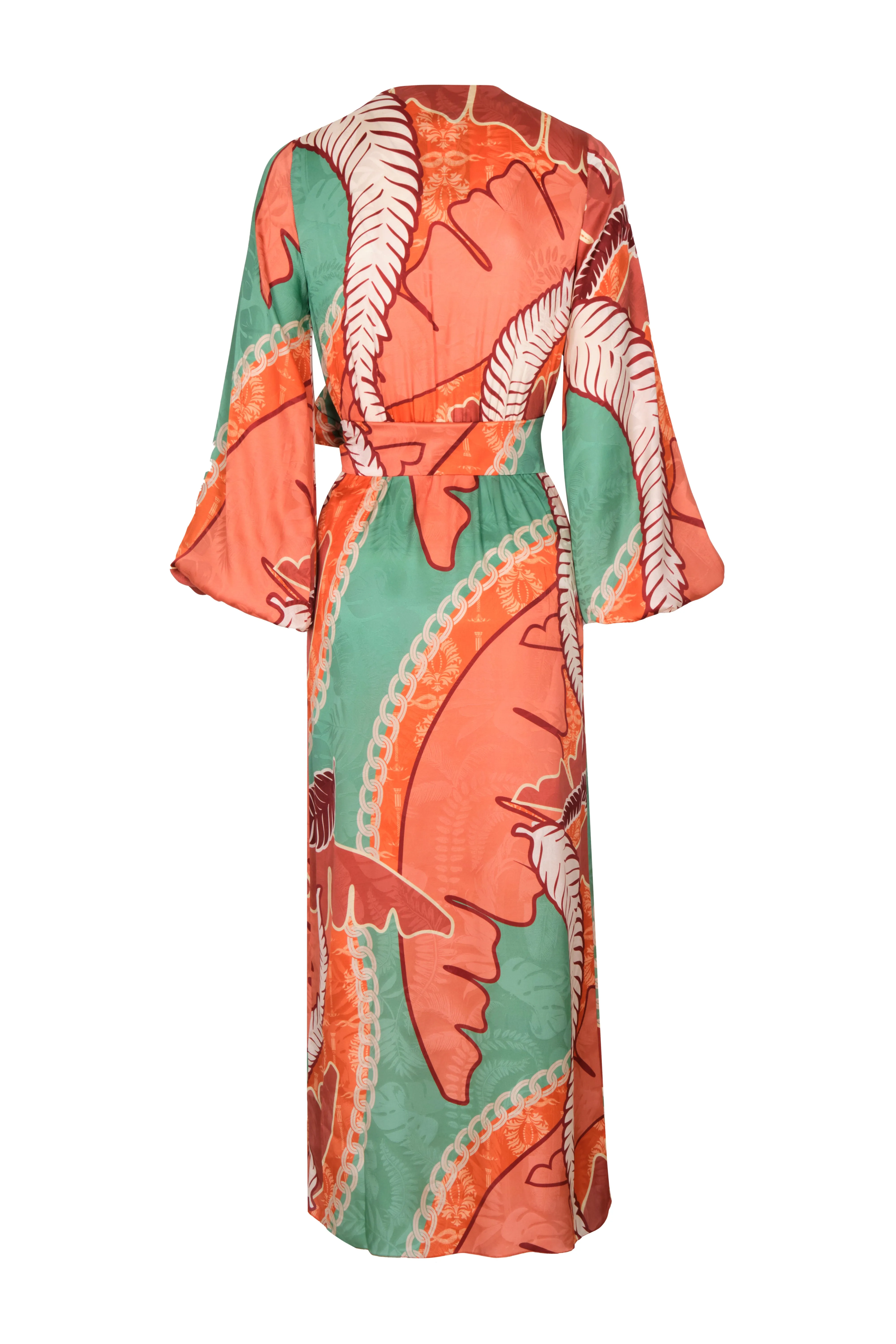Tertulia  Silk Jacquard Maxi Dress / Coral