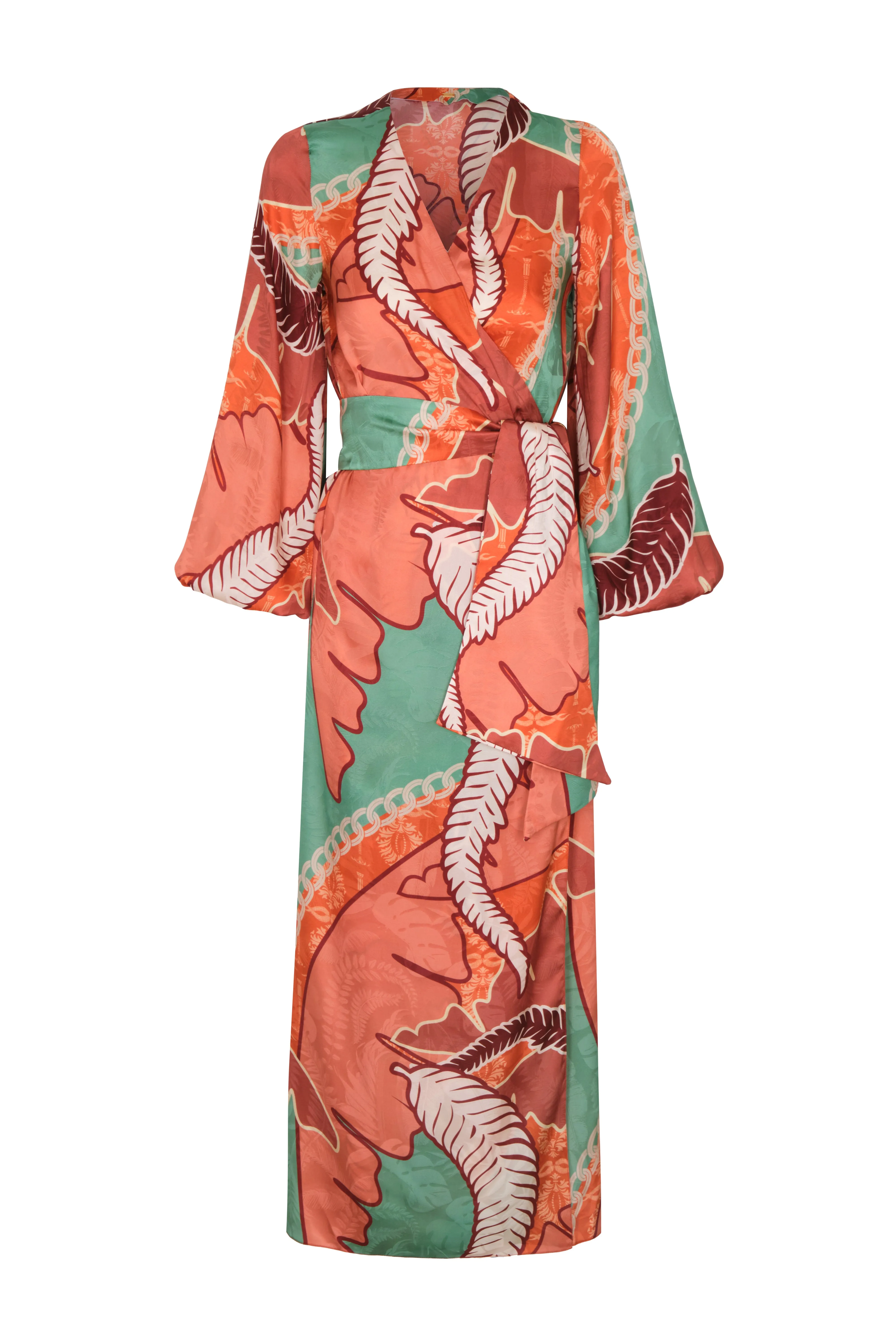 Tertulia  Silk Jacquard Maxi Dress / Coral