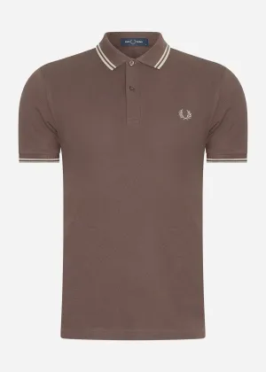 Twin tipped fred perry shirt - brick warm grey