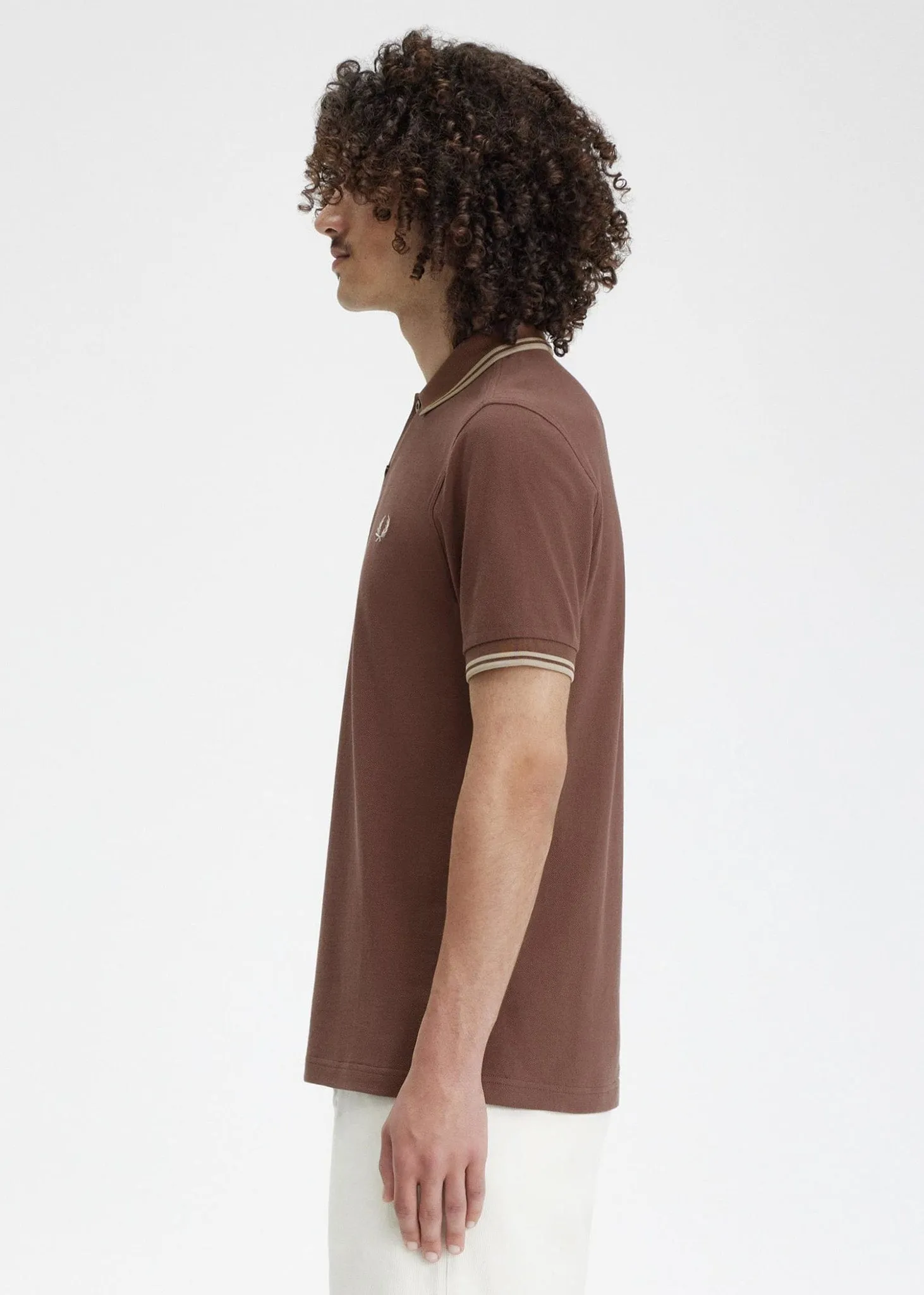 Twin tipped fred perry shirt - brick warm grey