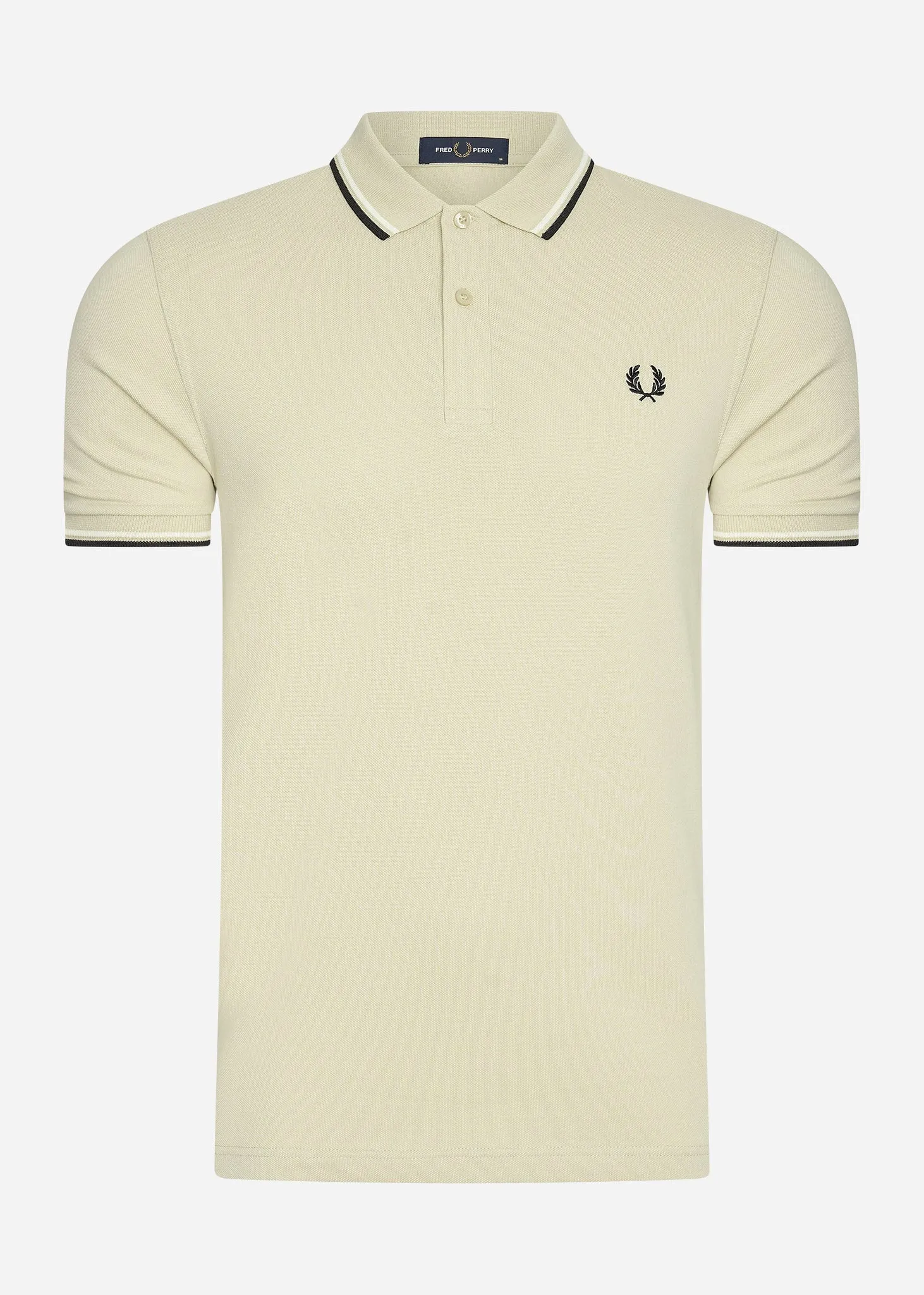 Twin tipped fred perry shirt - oatmeal ecru blk