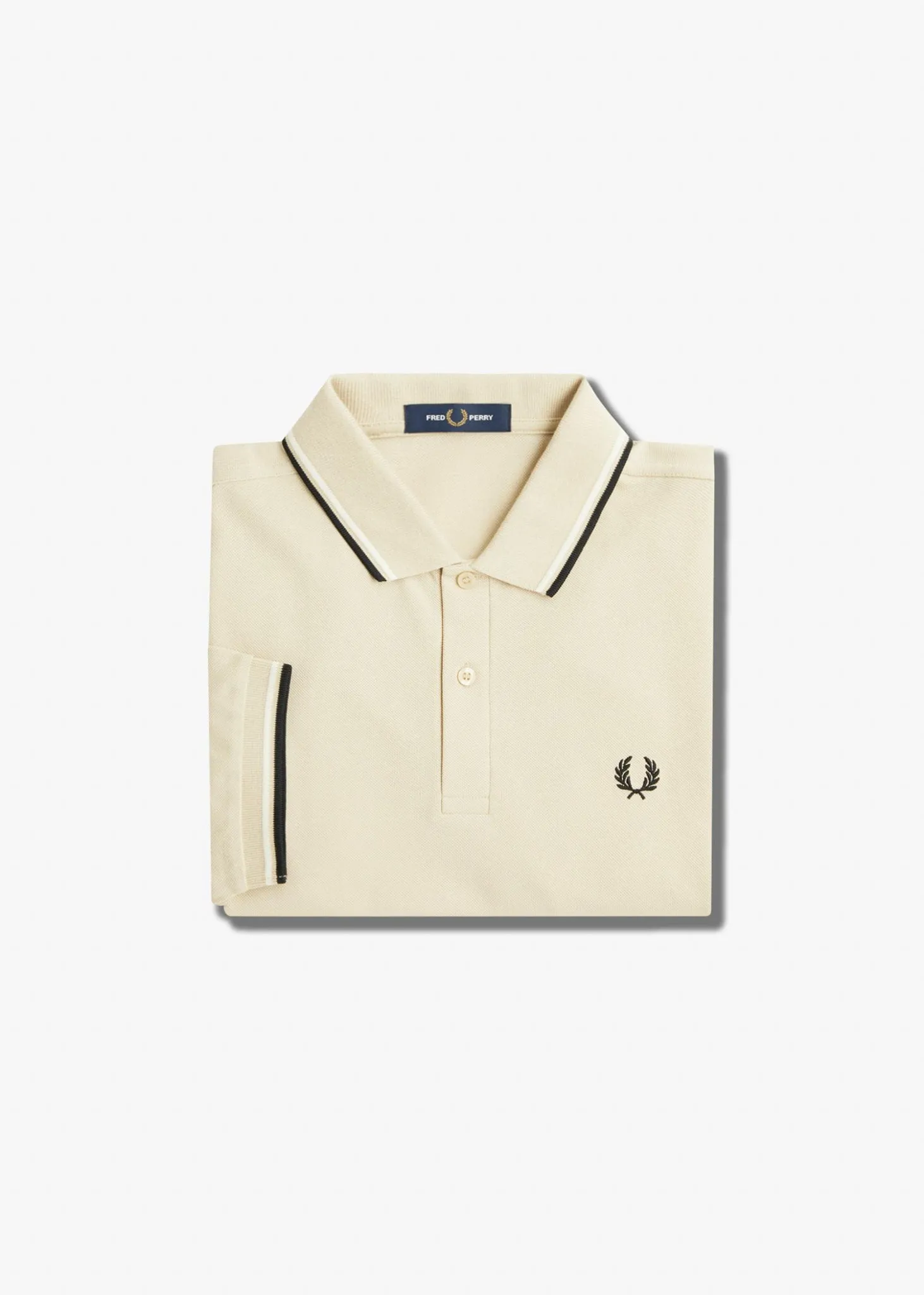 Twin tipped fred perry shirt - oatmeal ecru blk