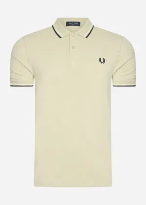 Twin tipped fred perry shirt - oatmeal ecru blk
