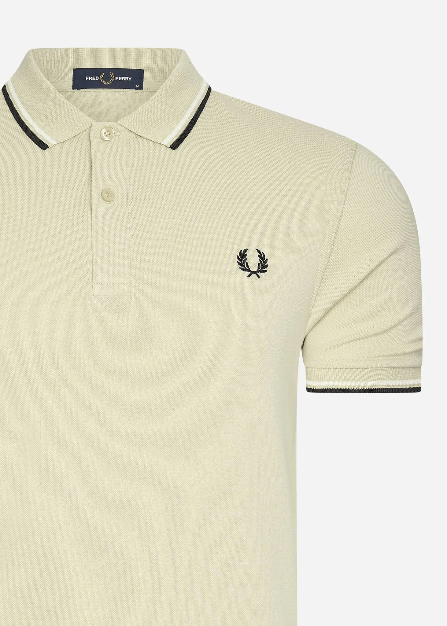 Twin tipped fred perry shirt - oatmeal ecru blk