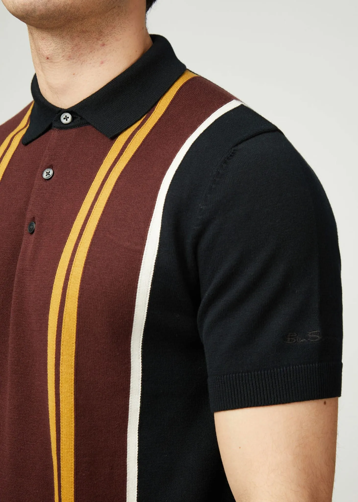 Verticle stripe polo - black