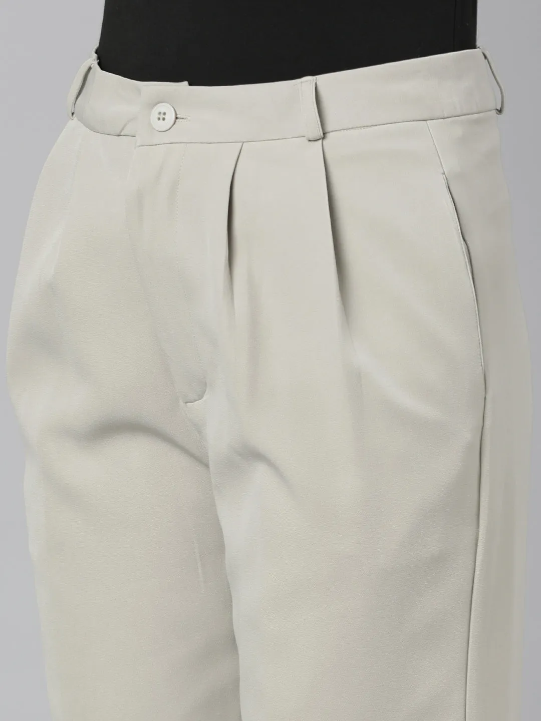 Women Beige Relaxed Straight Fit Cotton Parallel Trouser