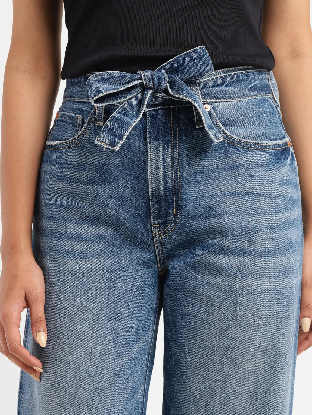 Women's 94 Blue Wideleg Fit High Rise Jeans