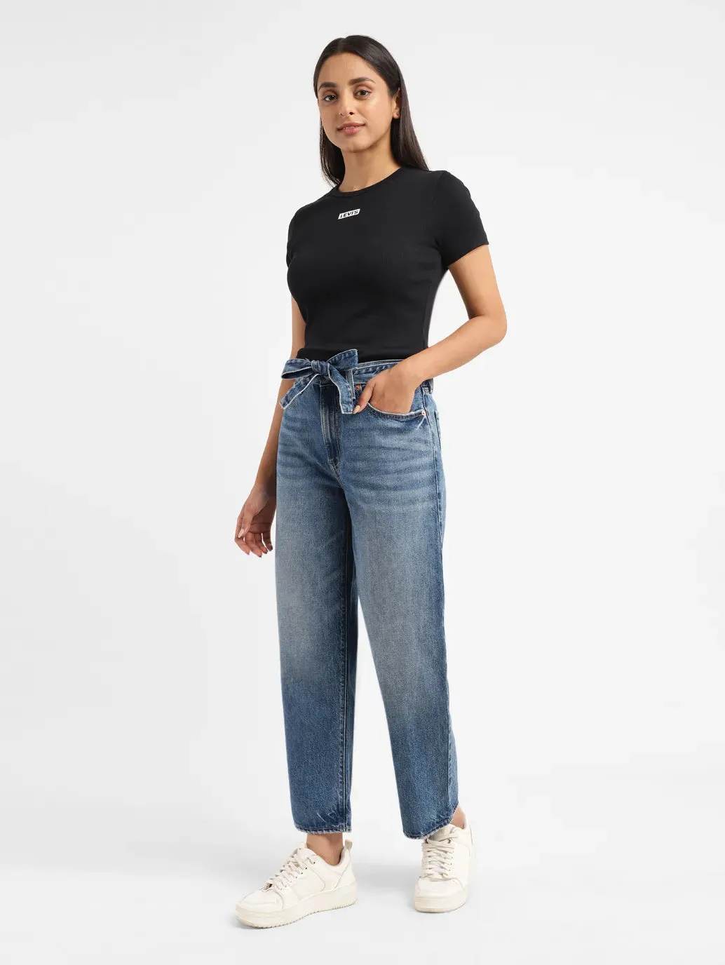 Women's 94 Blue Wideleg Fit High Rise Jeans