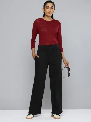 Women's Black Wideleg Fit High Rise Jeans