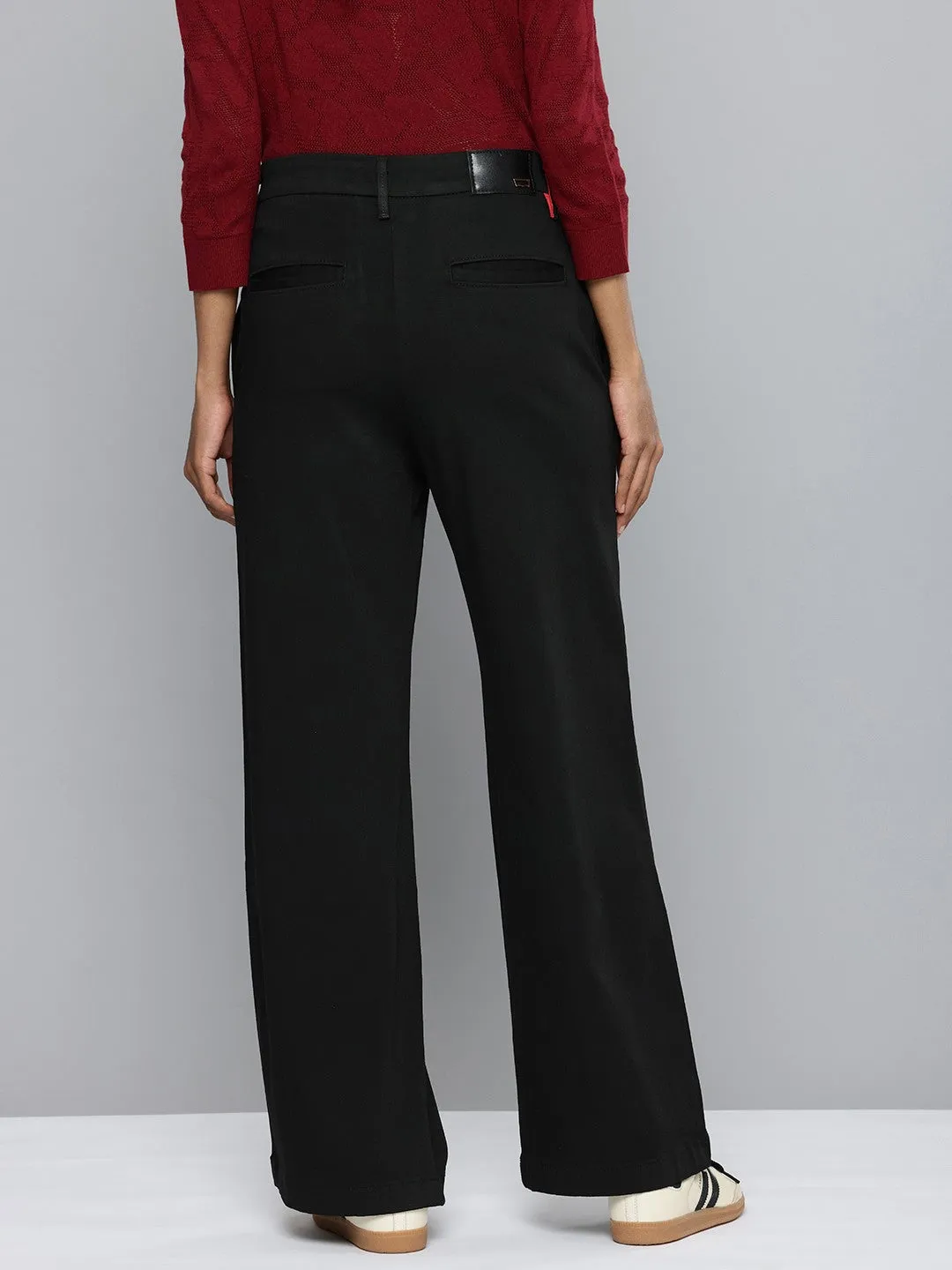 Women's Black Wideleg Fit High Rise Jeans