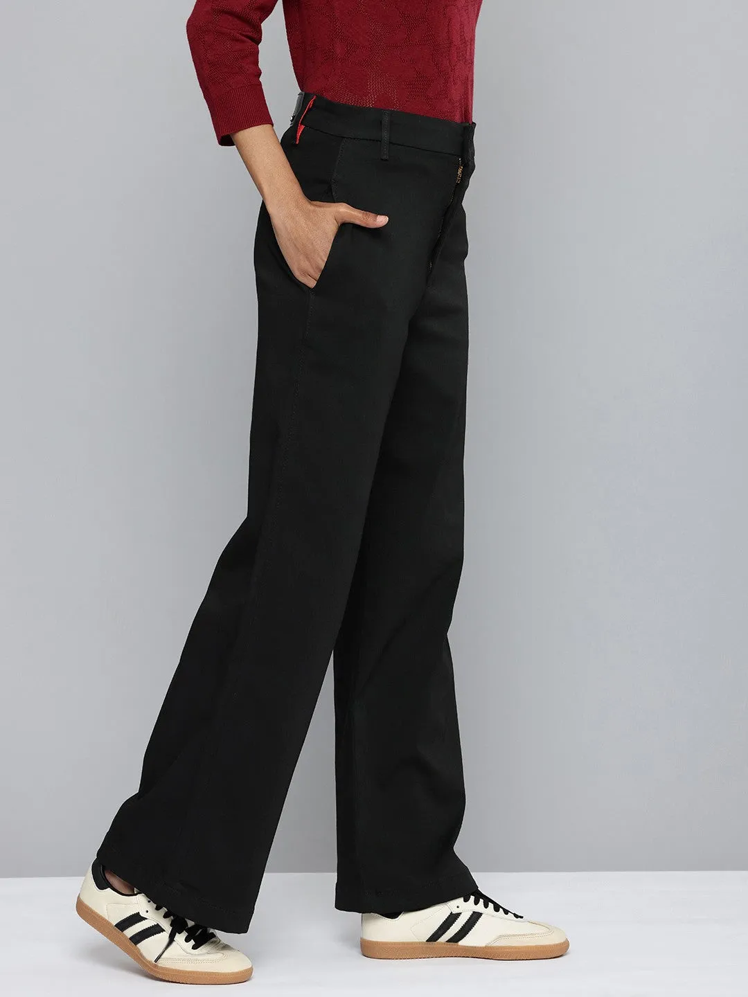 Women's Black Wideleg Fit High Rise Jeans
