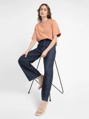 Women's Blue Wideleg Fit High Rise Jeans