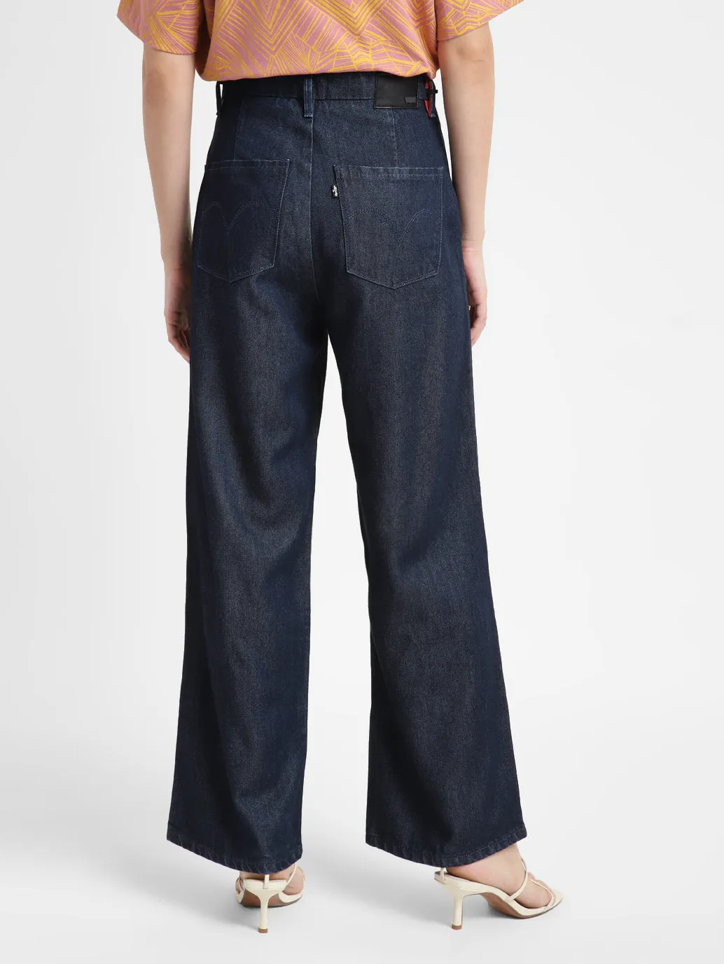 Women's Blue Wideleg Fit High Rise Jeans