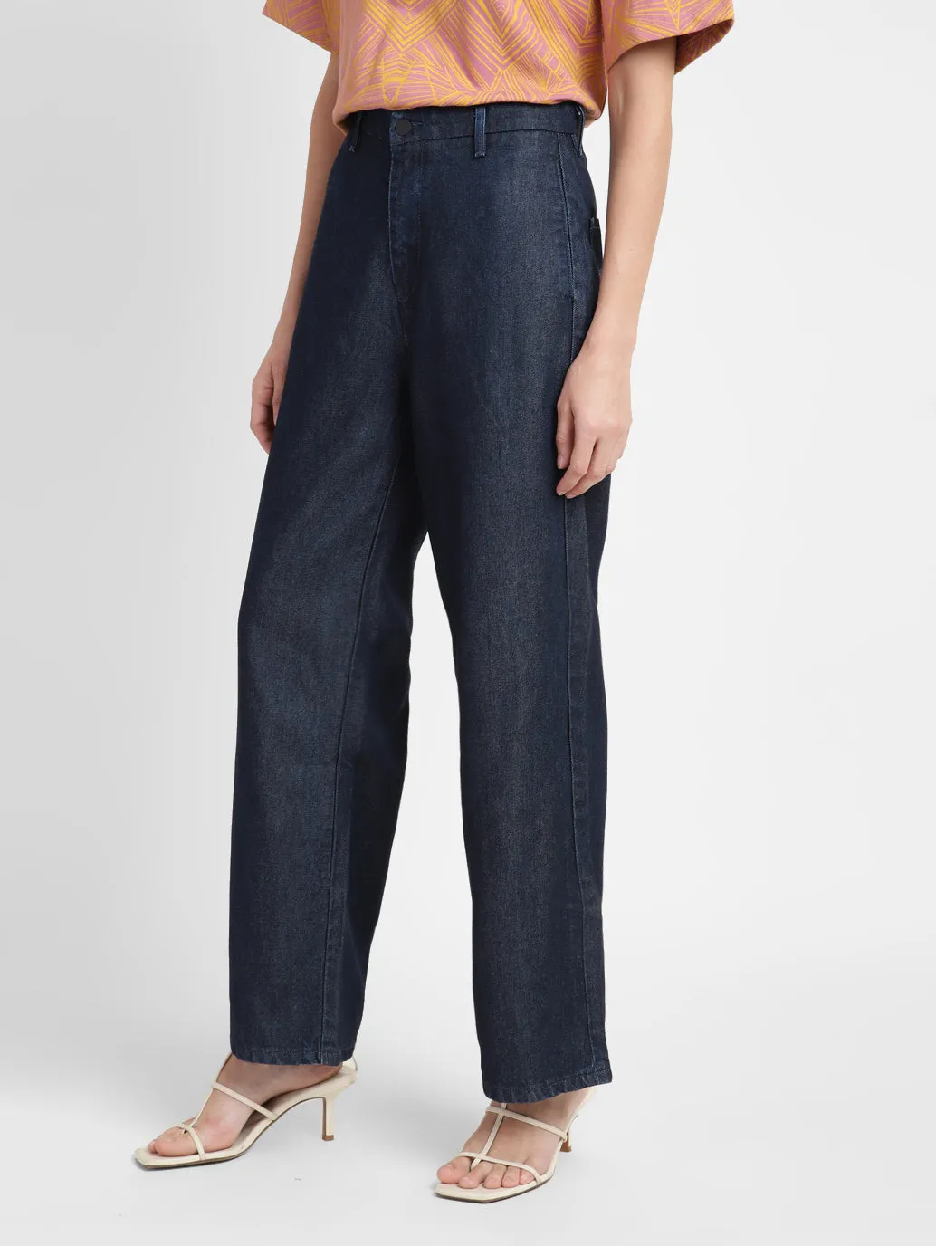 Women's Blue Wideleg Fit High Rise Jeans