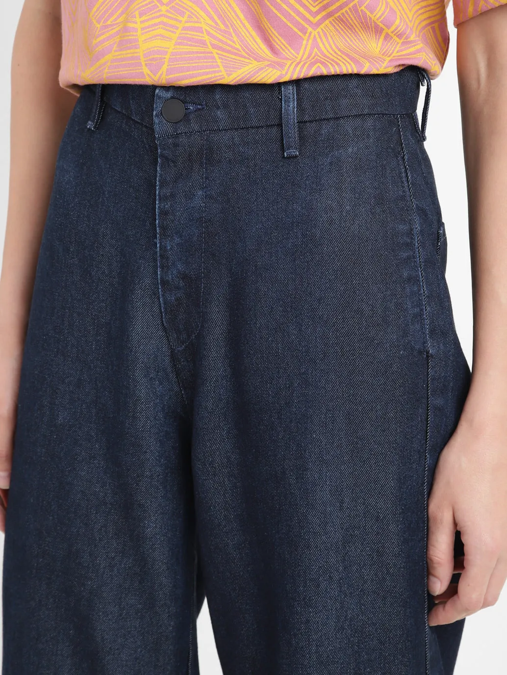 Women's Blue Wideleg Fit High Rise Jeans