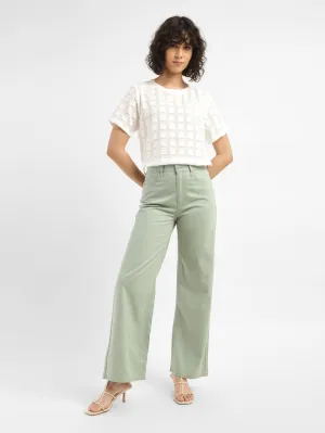 Women's Green Flared Fit High Rise Jeans