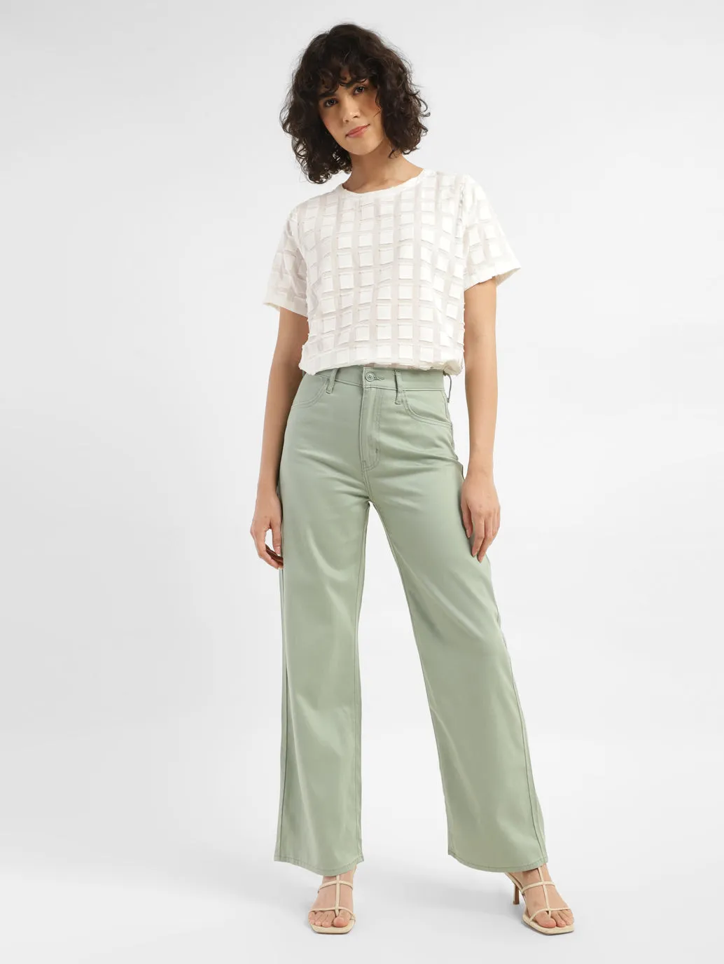 Women's Green Flared Fit High Rise Jeans
