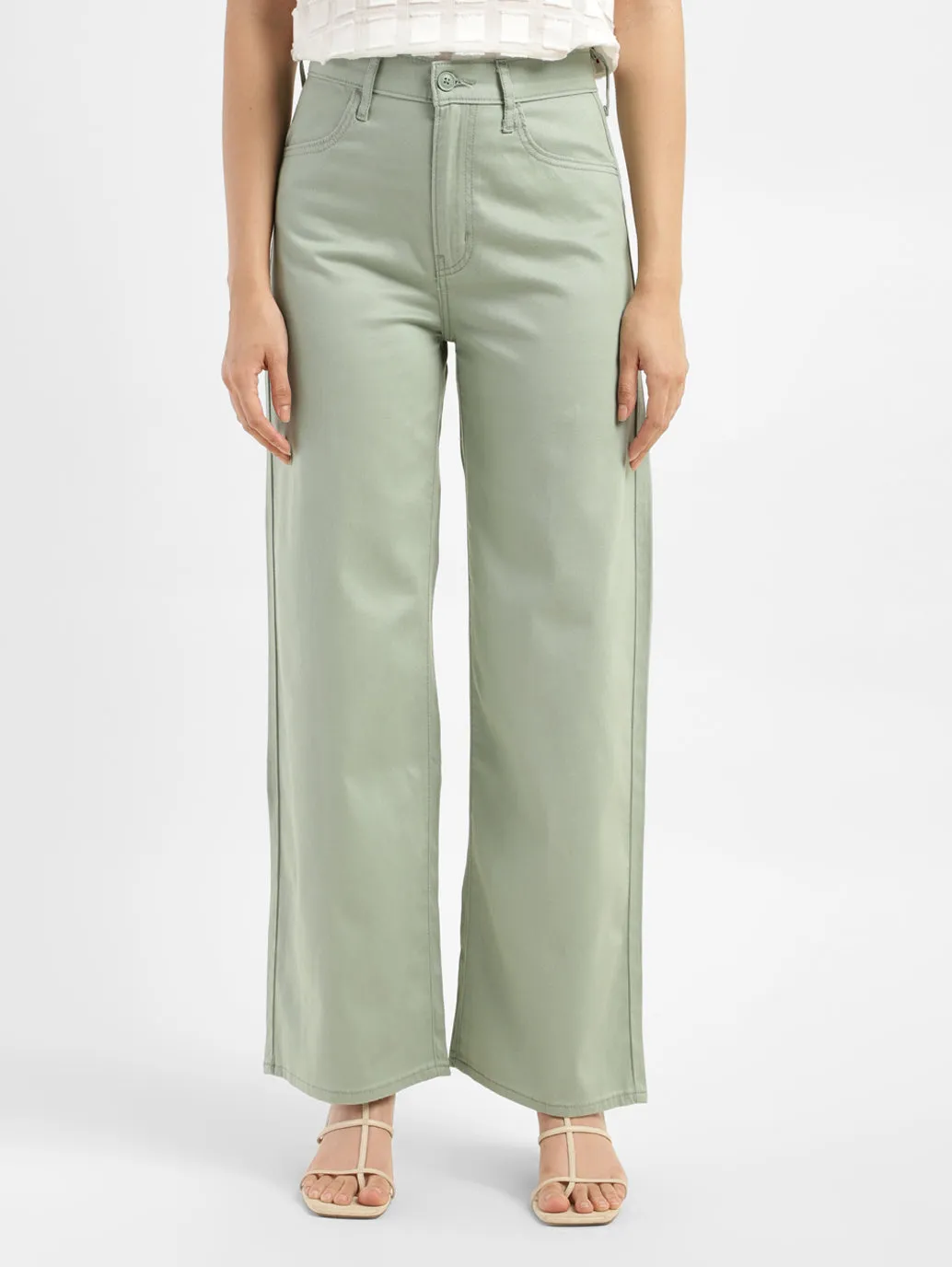 Women's Green Flared Fit High Rise Jeans