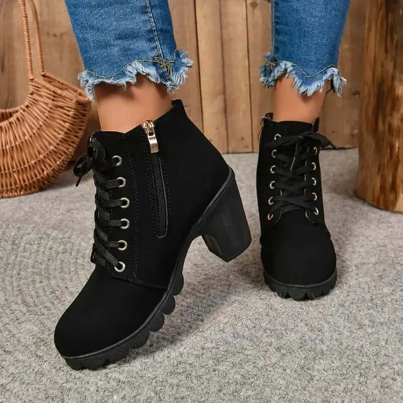 Women's High Heel Lace-Up Ankle Boots