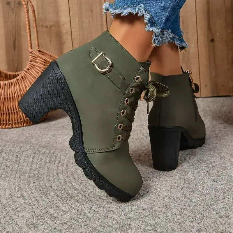 Women's High Heel Lace-Up Ankle Boots
