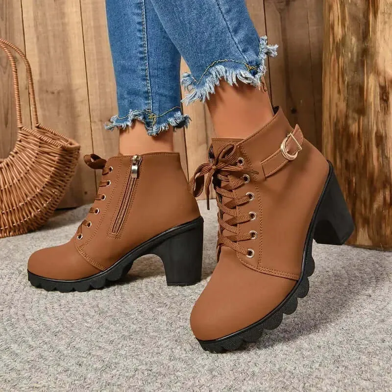 Women's High Heel Lace-Up Ankle Boots