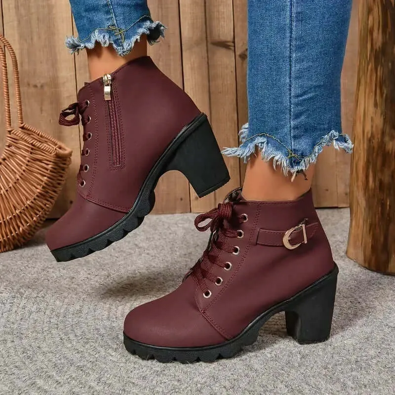 Women's High Heel Lace-Up Ankle Boots