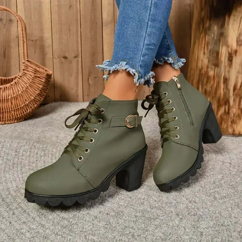 Women's High Heel Lace-Up Ankle Boots
