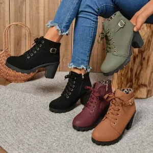 Women's High Heel Lace-Up Ankle Boots