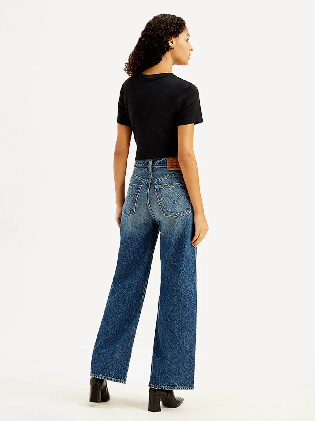 Women's Indigo Wideleg Fit High Rise Jeans