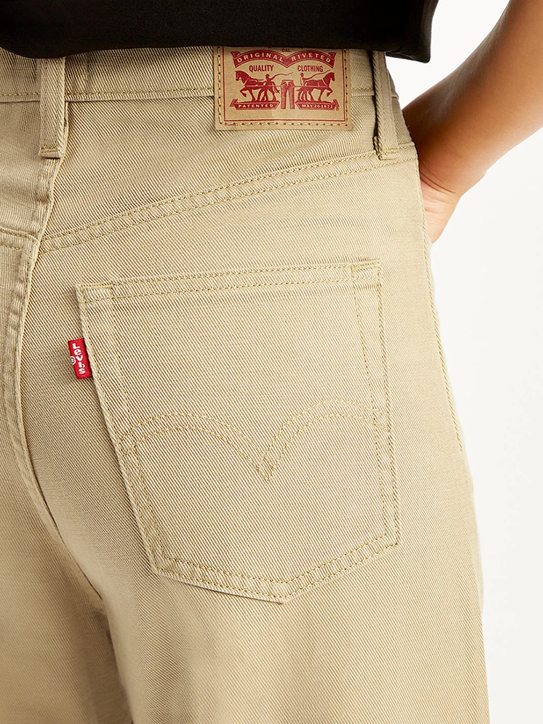 Women's Khaki Wideleg Fit High Rise Jeans