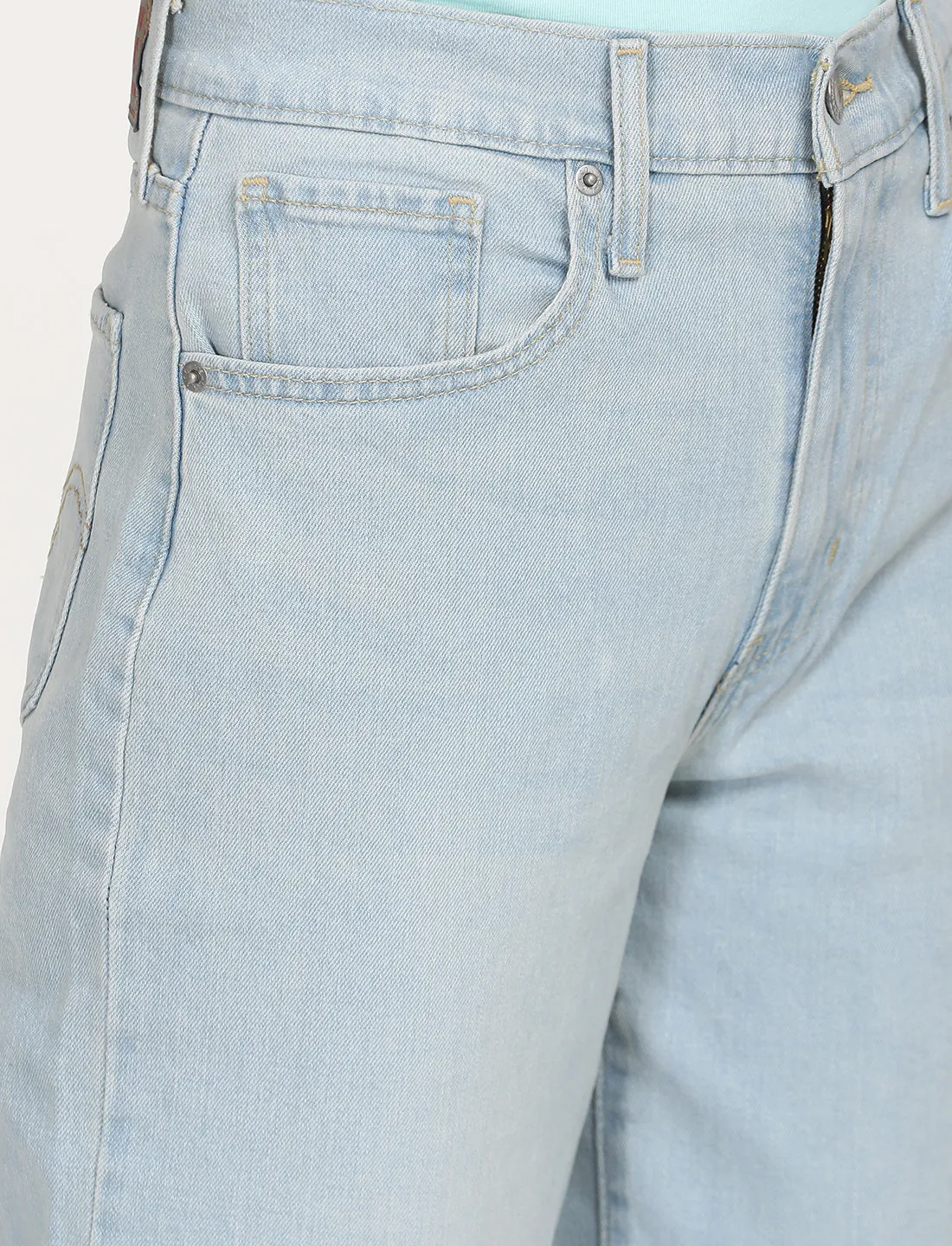 Women's Light Blue Wideleg Fit High Rise Jeans