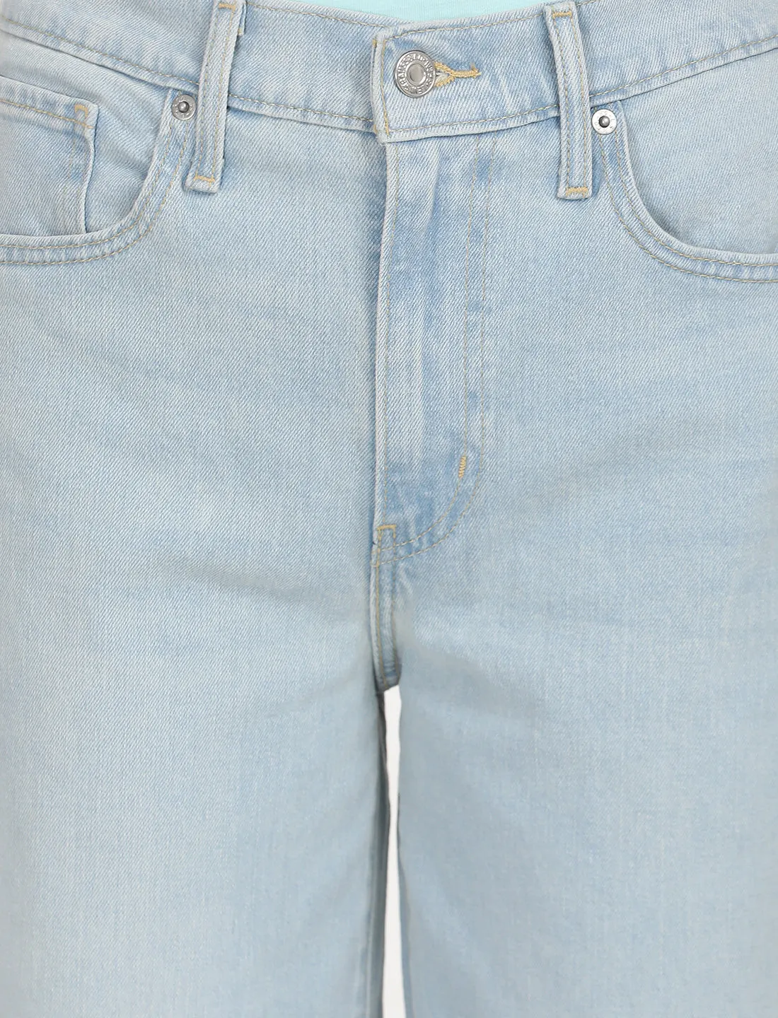 Women's Light Blue Wideleg Fit High Rise Jeans