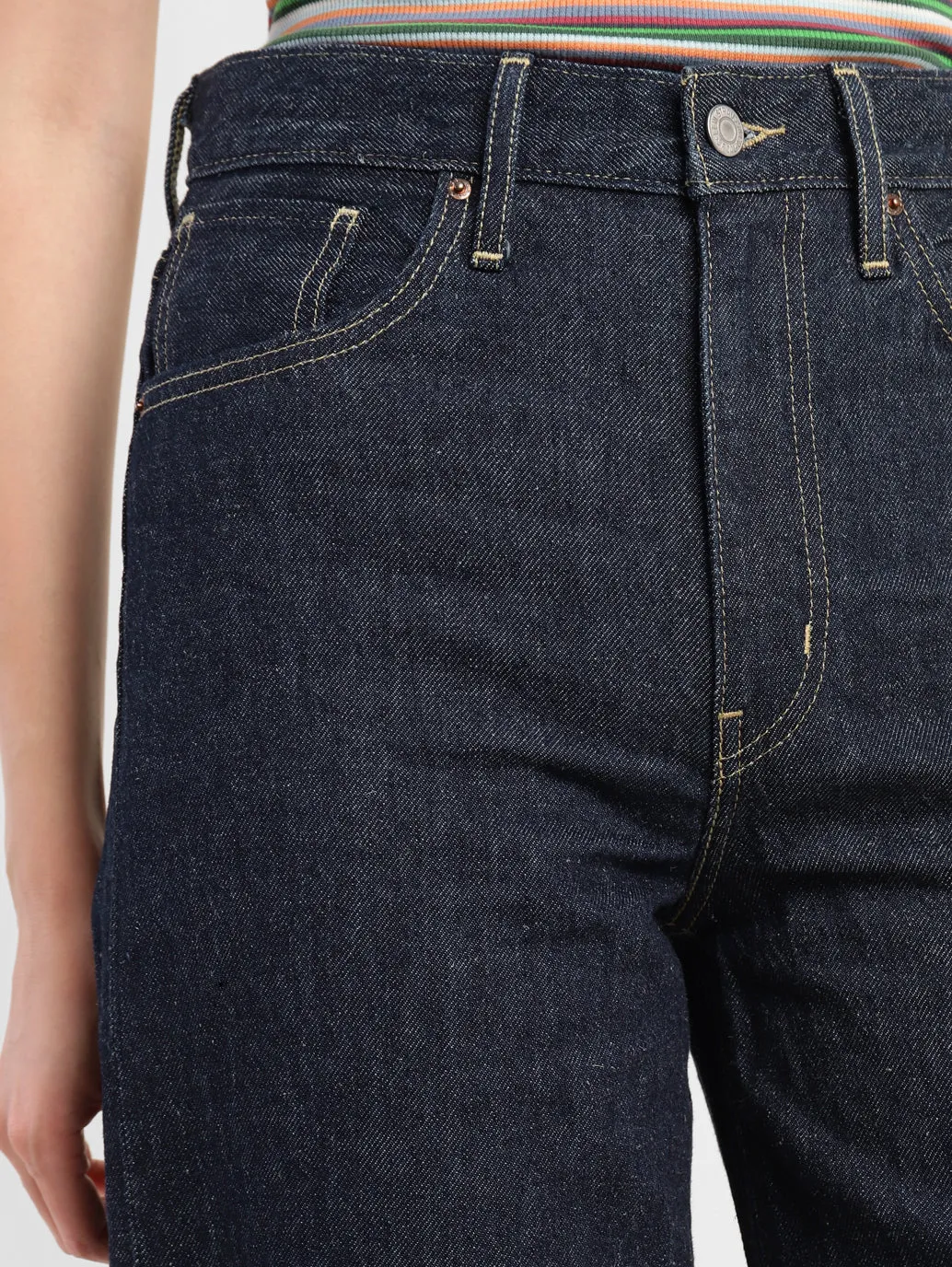 Women's Navy Blue Wideleg Fit High Rise Jeans